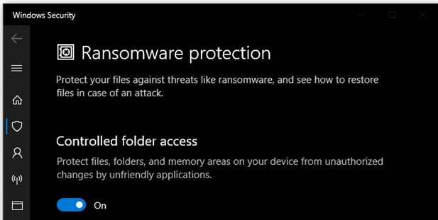 Ransomware Protection "ON"