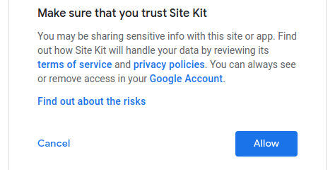 Google Site Kit Allow